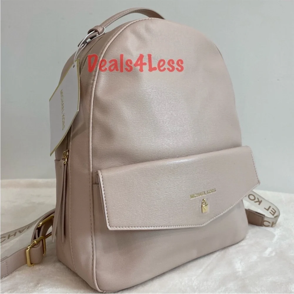Michael Kors Backpack Logo Straps Beige Nude NWT